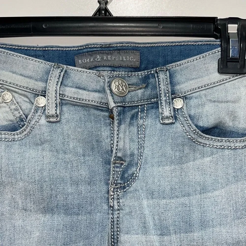 Rock & Republic‎ Women's Blue Roskilde Low Rise Cropped Capri Denim Jeans Size 0